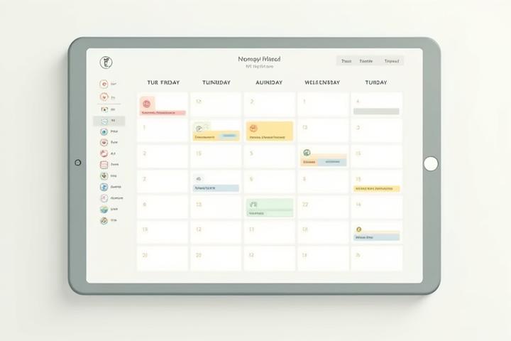 Calendario digital con eventos marcados y gráficos de progreso de hábitos, visualizando un plan de 90 días.